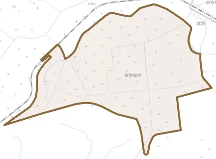 姉別緑栄とその周辺の地図。町の範囲を重ねている