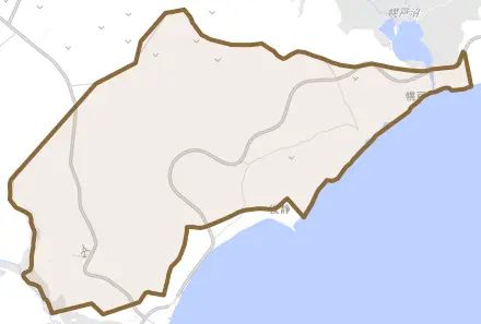幌戸とその周辺の地図。町の範囲を重ねている