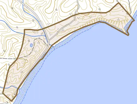 後静とその周辺の地図。町の範囲を重ねている