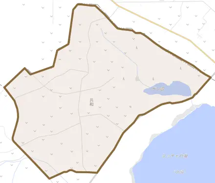 字共和とその周辺の地図。町の範囲を重ねている