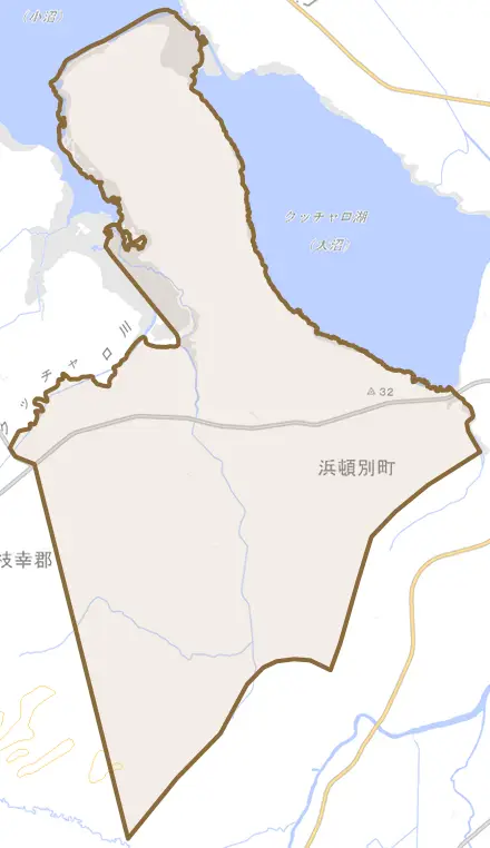 字ポン仁達内とその周辺の地図。町の範囲を重ねている