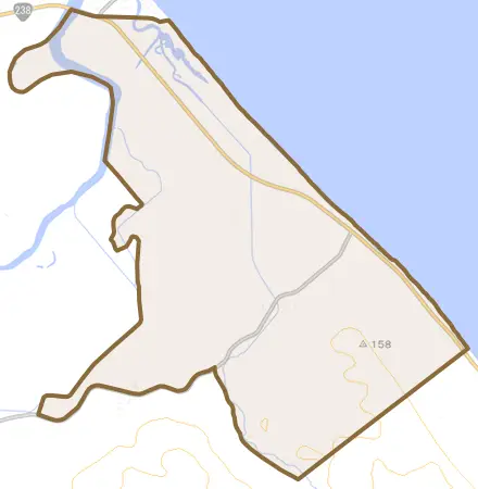字豊寒別とその周辺の地図。町の範囲を重ねている