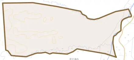 字宇津内とその周辺の地図。町の範囲を重ねている
