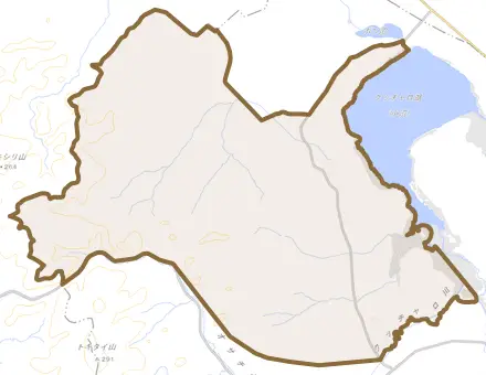 字安別とその周辺の地図。町の範囲を重ねている