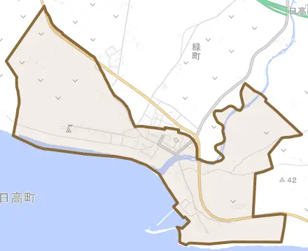 門別本町とその周辺の地図。町の範囲を重ねている