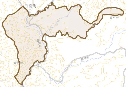 字正和とその周辺の地図。町の範囲を重ねている