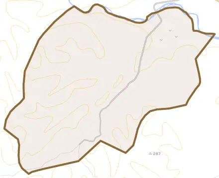 字カシュウンナイとその周辺の地図。町の範囲を重ねている