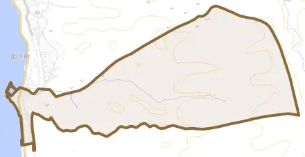字柏町とその周辺の地図。町の範囲を重ねている