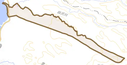字尾山町とその周辺の地図。町の範囲を重ねている