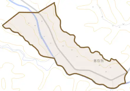 字恵岱別とその周辺の地図。町の範囲を重ねている