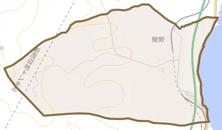 館野とその周辺の地図。町の範囲を重ねている