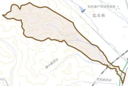 水無とその周辺の地図。町の範囲を重ねている
