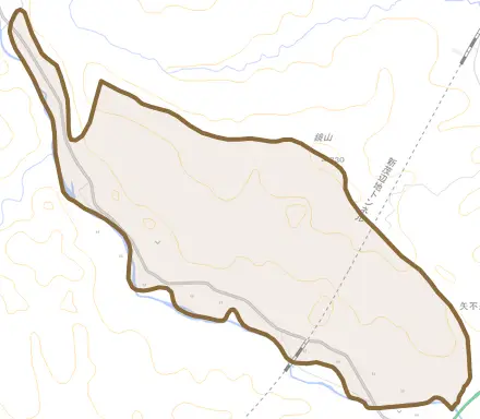 茂辺地市ノ渡とその周辺の地図。町の範囲を重ねている