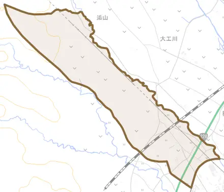 桜岱とその周辺の地図。町の範囲を重ねている