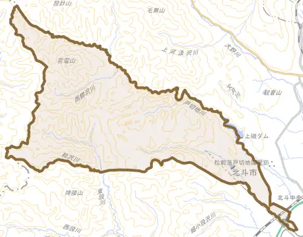 添山とその周辺の地図。町の範囲を重ねている