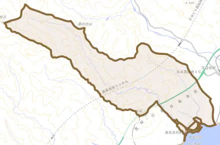 当別とその周辺の地図。町の範囲を重ねている
