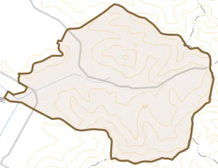 字沼牛とその周辺の地図。町の範囲を重ねている