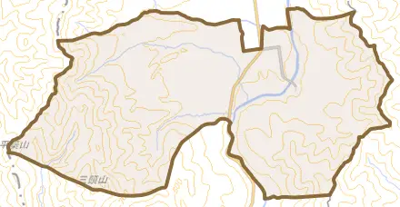 字政和第一とその周辺の地図。町の範囲を重ねている