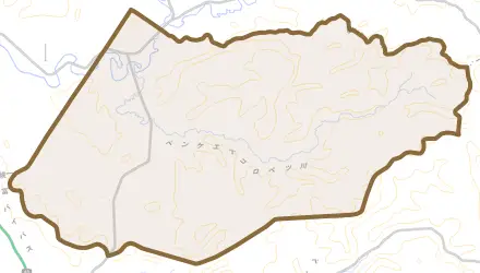 字北進とその周辺の地図。町の範囲を重ねている
