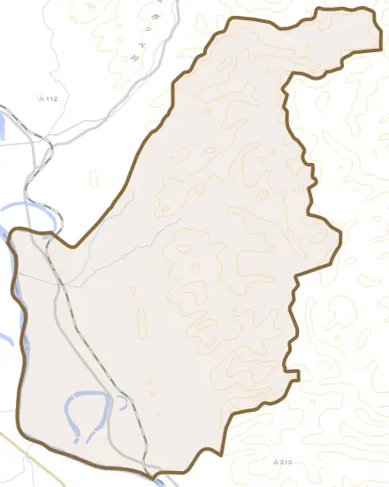 字開進とその周辺の地図。町の範囲を重ねている