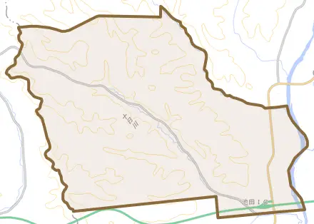 字信取とその周辺の地図。町の範囲を重ねている