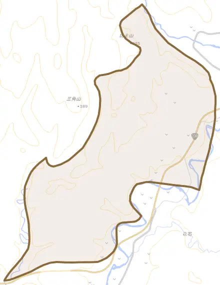 字宮島とその周辺の地図。町の範囲を重ねている