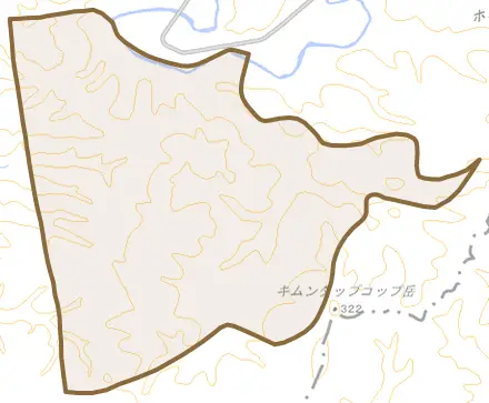 字奥沢とその周辺の地図。町の範囲を重ねている