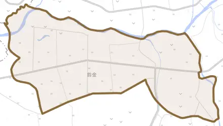 字鈴金とその周辺の地図。町の範囲を重ねている