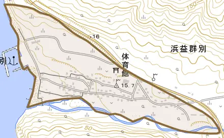 浜益区群別とその周辺の地図。町の範囲を重ねている