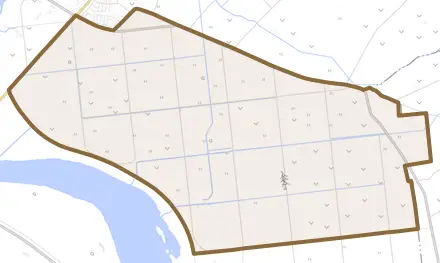 北生振とその周辺の地図。町の範囲を重ねている