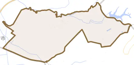 八幡町高岡とその周辺の地図。町の範囲を重ねている