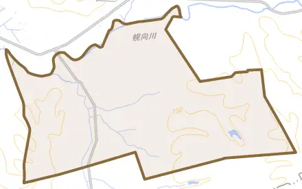 栗沢町上幌とその周辺の地図。町の範囲を重ねている