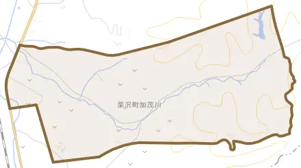 栗沢町加茂川とその周辺の地図。町の範囲を重ねている