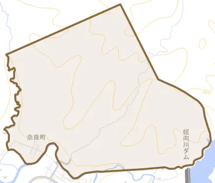 奈良町とその周辺の地図。町の範囲を重ねている