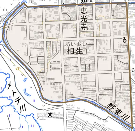 相生とその周辺の地図。町の範囲を重ねている