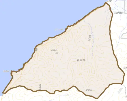 敷島内とその周辺の地図。町の範囲を重ねている
