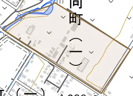 向町とその周辺の地図。町の範囲を重ねている