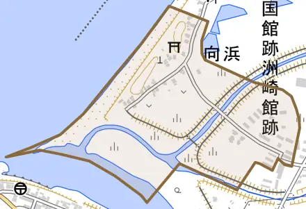 字向浜とその周辺の地図。町の範囲を重ねている