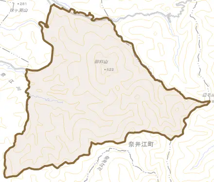 字東奈井江とその周辺の地図。町の範囲を重ねている