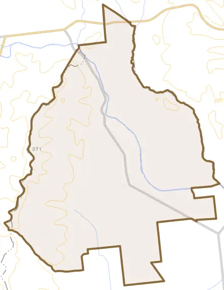 西原町とその周辺の地図。町の範囲を重ねている