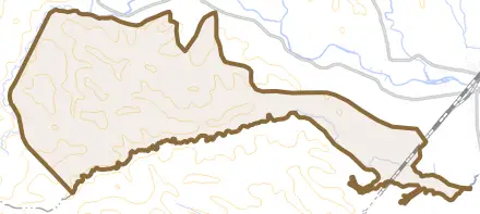 字建川とその周辺の地図。町の範囲を重ねている