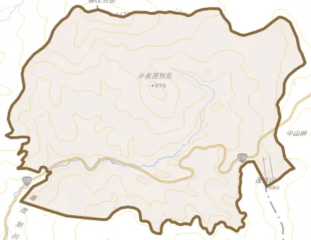 字福島とその周辺の地図。町の範囲を重ねている