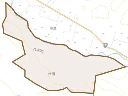 字壮園とその周辺の地図。町の範囲を重ねている
