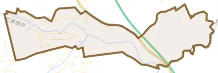 島松とその周辺の地図。町の範囲を重ねている