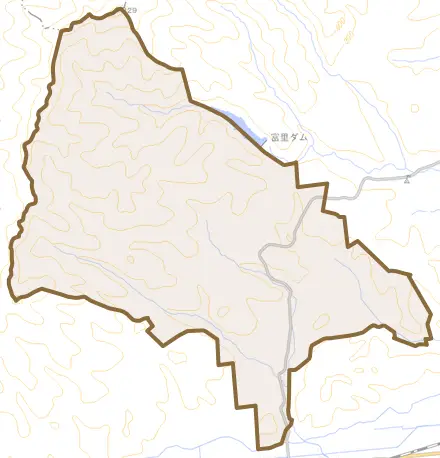 本沢とその周辺の地図。町の範囲を重ねている