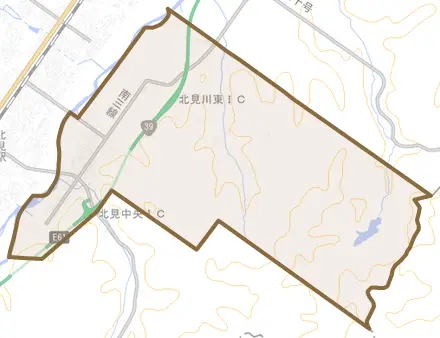 川東とその周辺の地図。町の範囲を重ねている