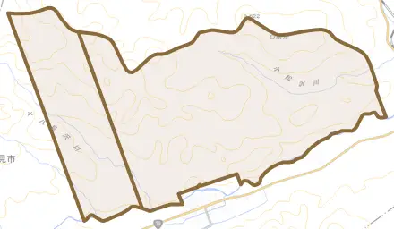 留辺蘂町花丘とその周辺の地図。町の範囲を重ねている