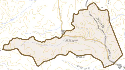 留辺蘂町金華とその周辺の地図。町の範囲を重ねている