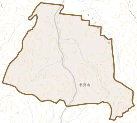 留辺蘂町丸山とその周辺の地図。町の範囲を重ねている