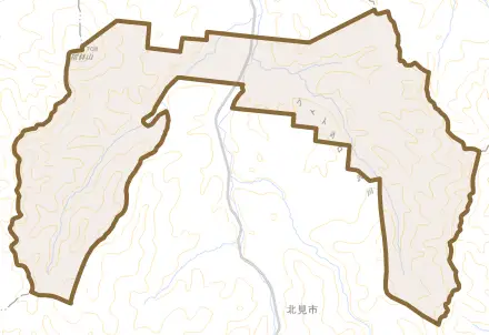 留辺蘂町瑞穂とその周辺の地図。町の範囲を重ねている